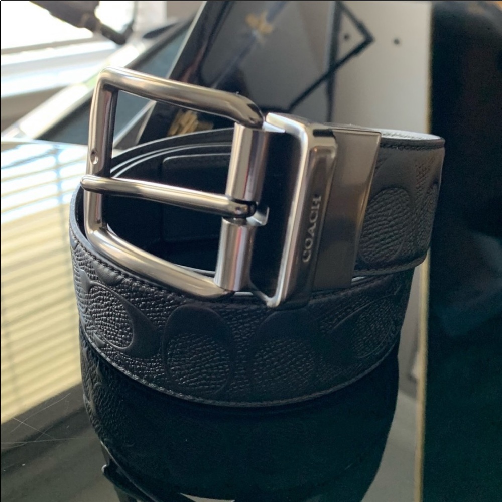 Coach Black Signature CC Reversible Dress Belt